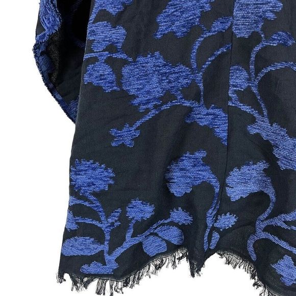 Chicos Womens Floral Chenille Jacquard Ruana Wrap Poncho Kimono Blue One Size - Picture 13 of 15